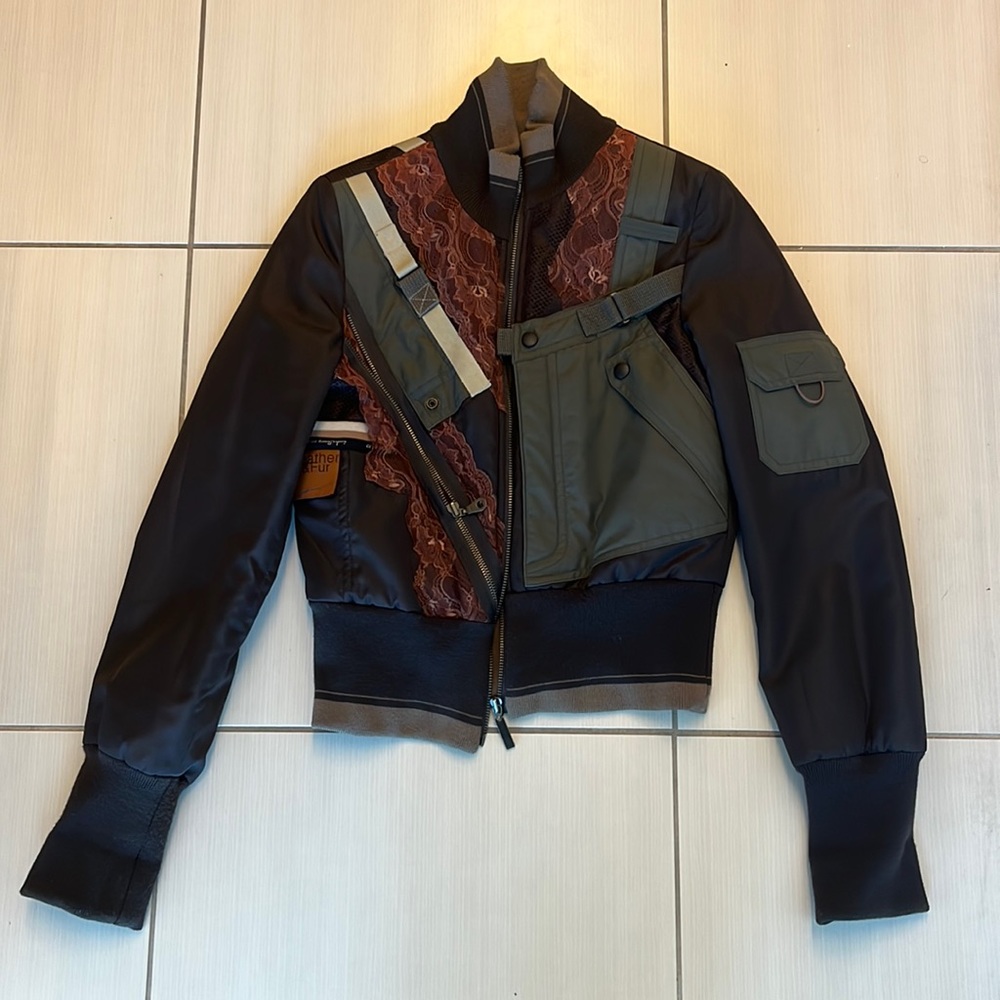OBZEE lace padded bomber jacket